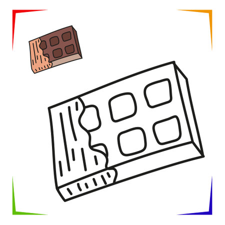 Chocolate Coloring Page. Vector Educational worksheet colored by sample. paint game. Elements for coloring book, page, printing, design illustrations in the style of outline for kids.のイラスト素材