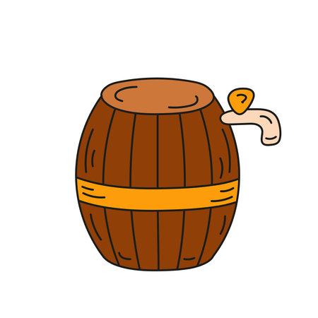 Patricks day barrel of beer vector isolated on white background. Symbol Doodle Irish sign.のイラスト素材
