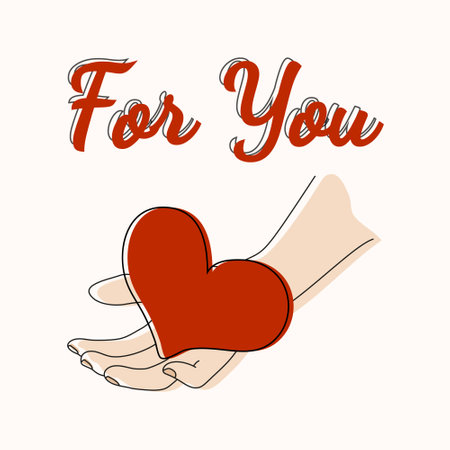 Heart in hands. Lineatr. Vector illustration card love, thank you day, devotion, gratitude, peace. Design element for icon, cover, postcards, print, scrapbooking, poster, social media post, logo.のイラスト素材