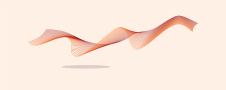 Abstract line vector design. Background with orange wave graphic. Modern color wave stripes. Element for design product, cover, background, wallpaper, web design. Story banner template, poster.のイラスト素材