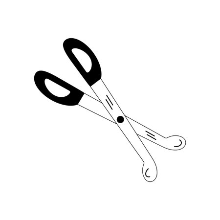 Isolated doodle scissors black and white. Outline vector Icon school supplies.のイラスト素材