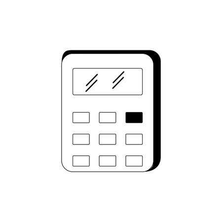 Isolated doodle calculator black and white. Outline vector Icon school supplies. Back to school Design element for banner, sticker, cover, postcard, icon, poster, webのイラスト素材