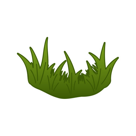 Green grass vector isolated illustration. Bushes of green grass, garden plants. Flat cartoon element for design natural and organic.のイラスト素材