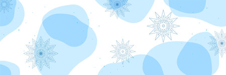 Winter horizontal banners. Vector background. Snowflakes, dots, transparent shapes. Copy space for...