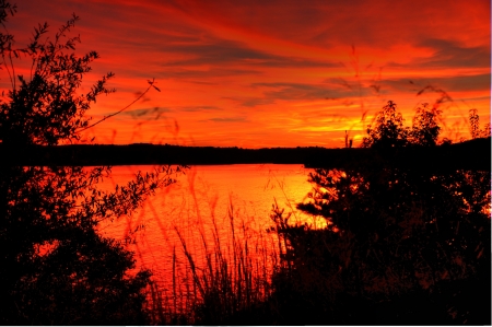 Lake at Sunsetの写真素材
