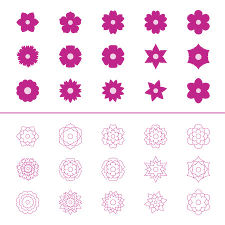 Set of flower icons, vector illustrationのイラスト素材