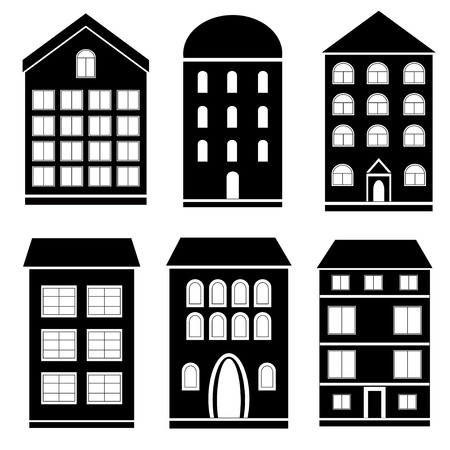 Building black and white setのイラスト素材