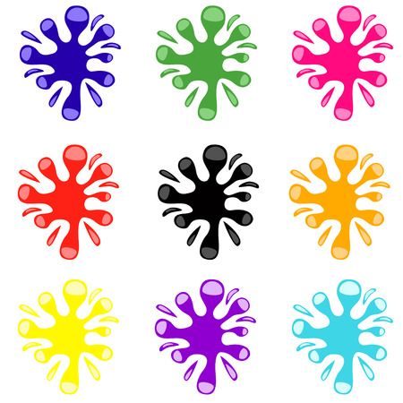 Set of colored blots on the white backgroundのイラスト素材