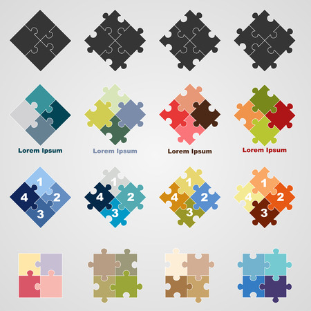 Set of puzzle symbols, vector illustrationのイラスト素材