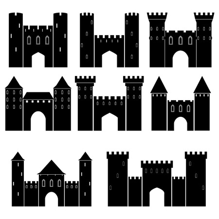 Set of medieval castles, vector illustrationのイラスト素材