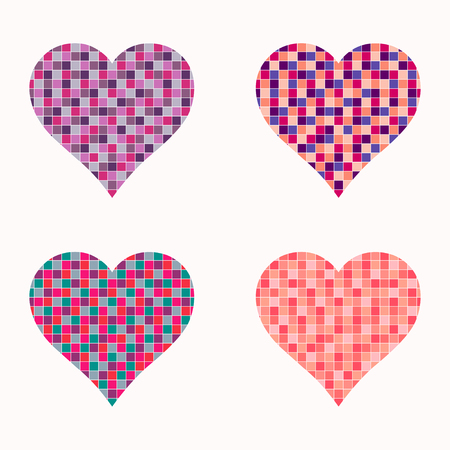 Set of colorful hearts, vector illustrationのイラスト素材