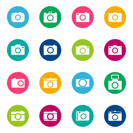 Set of photo icons on color background, vector illustrationのイラスト素材