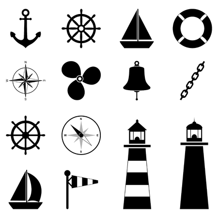 Set of sea icons, vector illustrationのイラスト素材