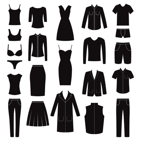 Set of women and man clothes icons, illustrationのイラスト素材