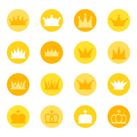 Set of royal crowns on color background, illustrationのイラスト素材