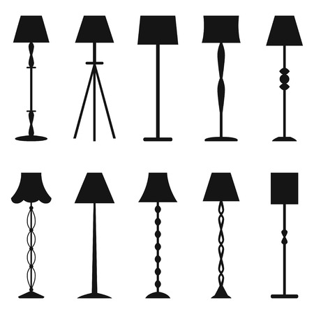 Set of floor lamp silhouettesのイラスト素材
