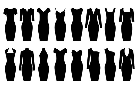 Set of black dresses, vector illustrationのイラスト素材