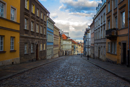 Street in Old Town in Warsaw. November 27, 2016のeditorial素材