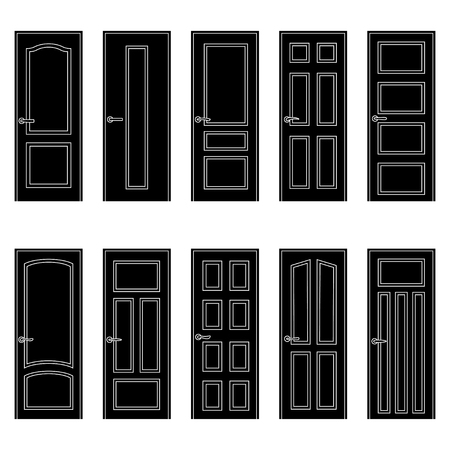 Set of black door iconsのイラスト素材