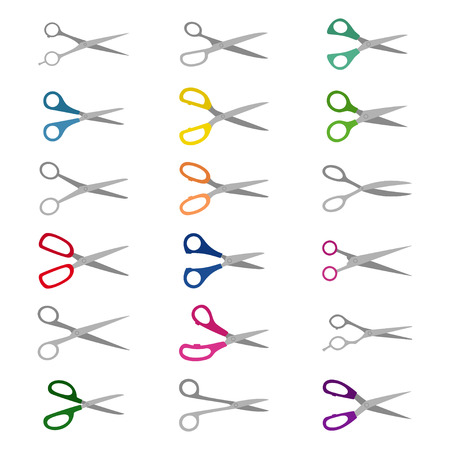 Set of color icons of scissors, vector illustrationのイラスト素材