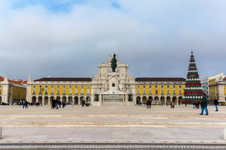 Commerce Square (Praca do Comercio) in Lisbon, Portugal. December 2, 2016のeditorial素材