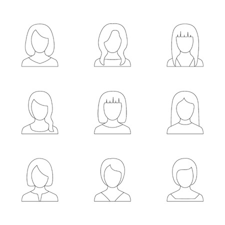 Set of outline icons of women illustration.のイラスト素材