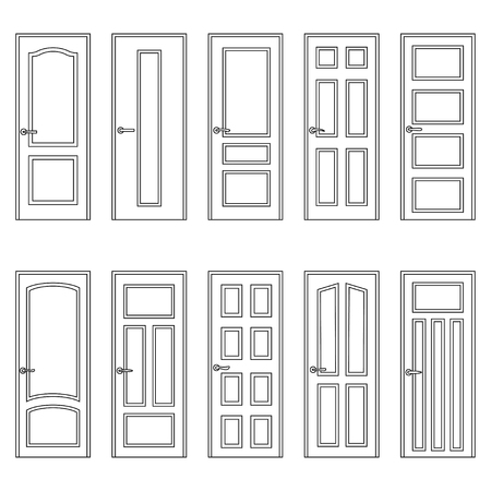Set of contours of doors, vector illustrationのイラスト素材