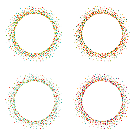 Set of colorful frames from dots, vector illustrationのイラスト素材