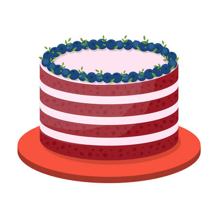 Birthday cake on white background, vector illustrationのイラスト素材