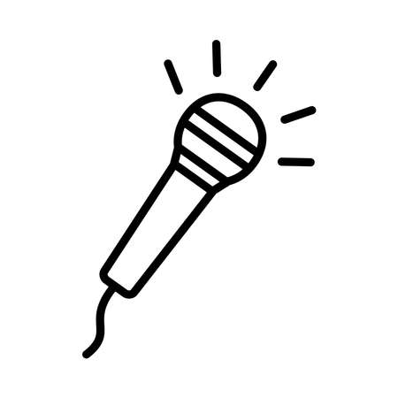 Microphone icon on white background, vector illustrationのイラスト素材