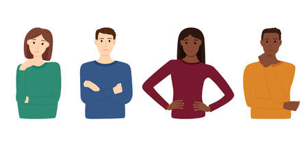 Group of multiracial people on white background, vector illustrationのイラスト素材