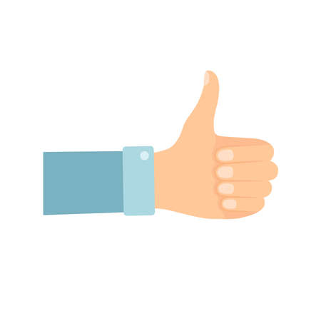 Hand with thumb up on white background, vector illustrationのイラスト素材