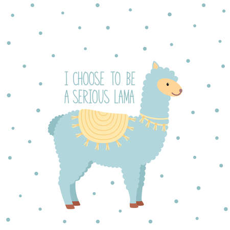 Cute serious lama. Baby animal concept illustration for nursery, vector illustrationのイラスト素材