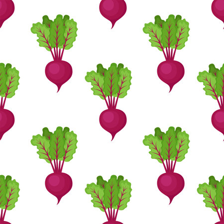 Seamless pattern with beetroots. Vegetable background, vector illustrationのイラスト素材