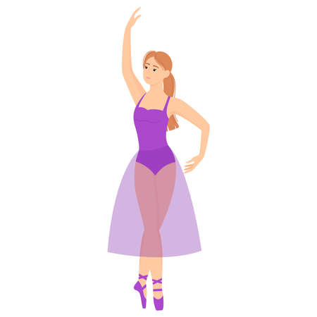 Ballet dancer. Graceful dancing ballerina in beautiful pose, vector illustrationのイラスト素材