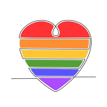 Continuous line drawing of LGBT heart. Love concept. Vector illustrationのイラスト素材