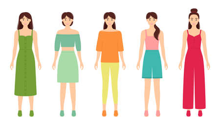 Fashion woman in clothes for romantic date, home, business meeting, meeting with friends. Vector illustrationのイラスト素材