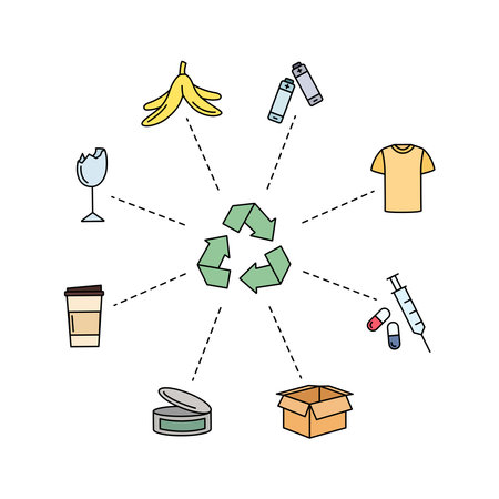Sorting and recycling waste infographics. Vector illustrationのイラスト素材
