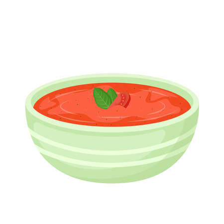 Tomato cream soup in bowl, vector Illustrationのイラスト素材