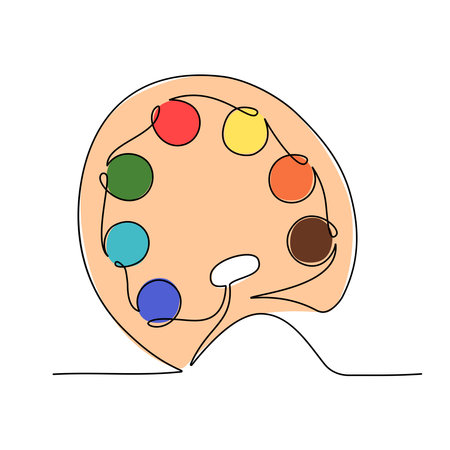 Continuous one line drawing of painting palette. Vector illustrationのイラスト素材