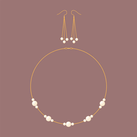Pearl necklace and earrings. vector illustrationのイラスト素材