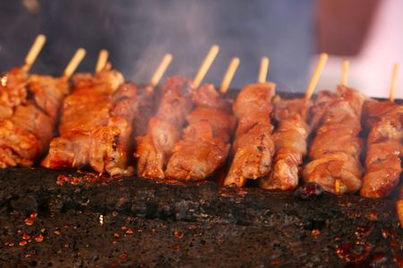 traditional Japanese festival food being grilledの素材 [FY3104272473]