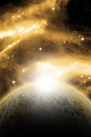 Alien Planet sci-fi space scene. Artist's Rendition.の写真素材