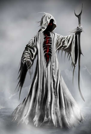 Illustration of a Grim Reaper or fantasy evil spirit. Digital painting.の写真素材
