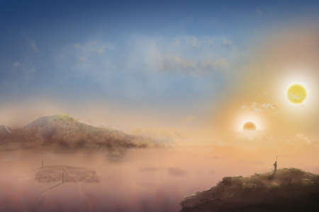 An alien planet landscape -  digital paintingの写真素材