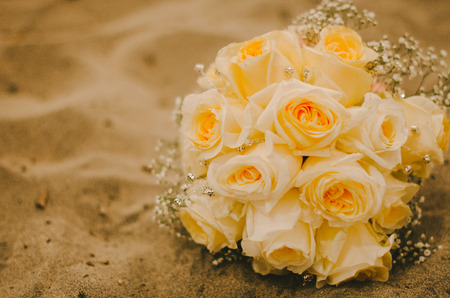 Canary Yellow Rose Bridal Bouquetの写真素材