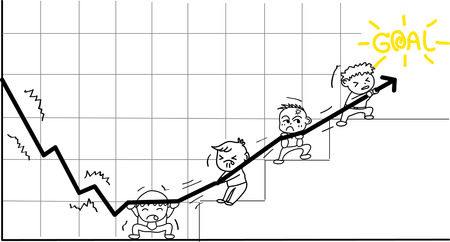 reaching target team work conceptのイラスト素材