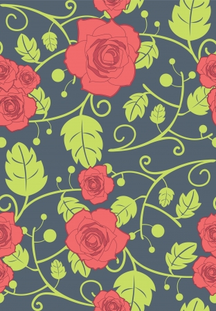 Vector seamless background with red rosesのイラスト素材
