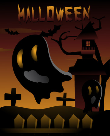 Halloween night with the Cute Ghostのイラスト素材