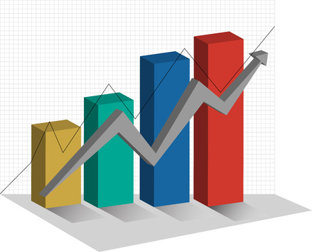 Stock Graph 3d Chart up trend vectorのイラスト素材